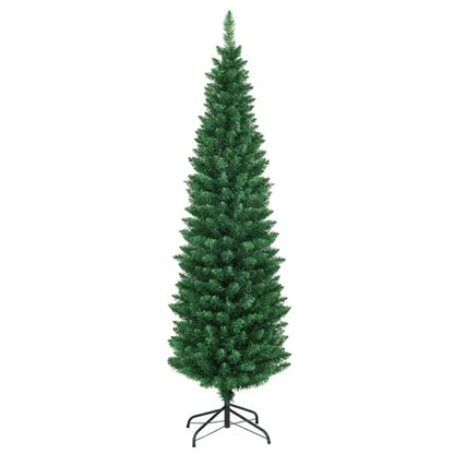 6ft Slim Pencil Christmas Tree - Space-Saving Design For Small Corners, 400 Realistic PVC Branches With Flocked Finish - view 5