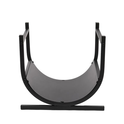 17 Inches Small Decorative Indoor/Outdoor Firewood Log Rack Bin with Scrolls, Black - view 3