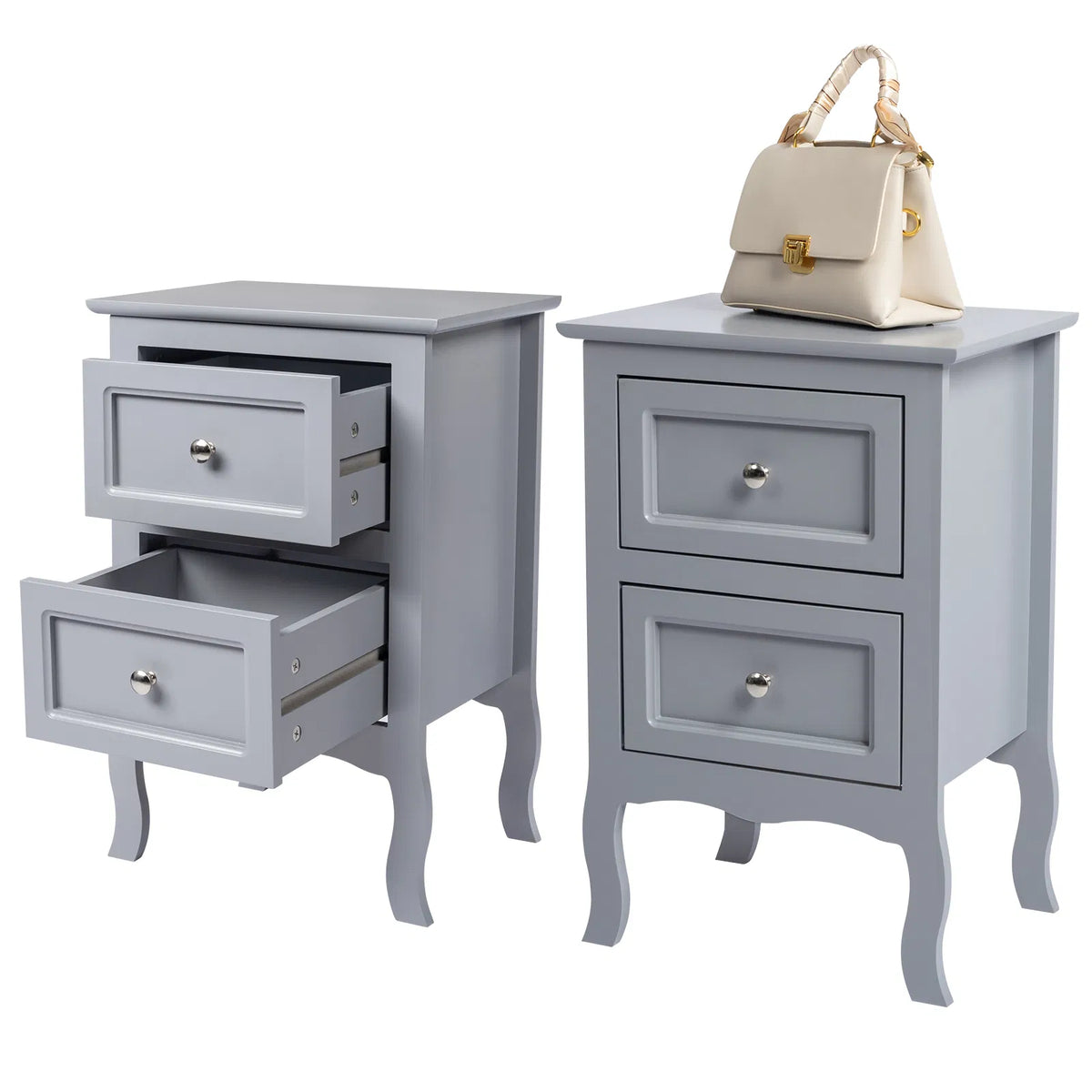 2pcs Country Style Two-Tier Night Tables Large Size Grace - view 5