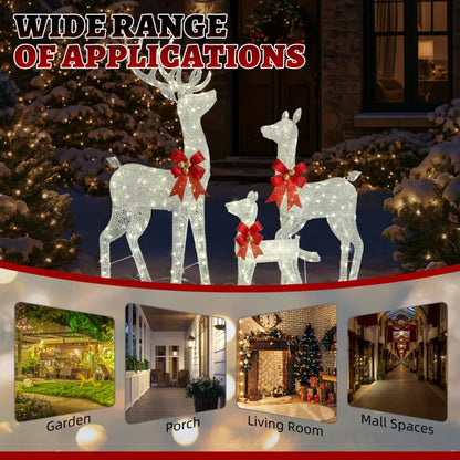 3-Piece Lighted Christmas Reindeer Family Set Outdoor Decorations, Weather Proof Sparkling Deer Family Set Of - view 2