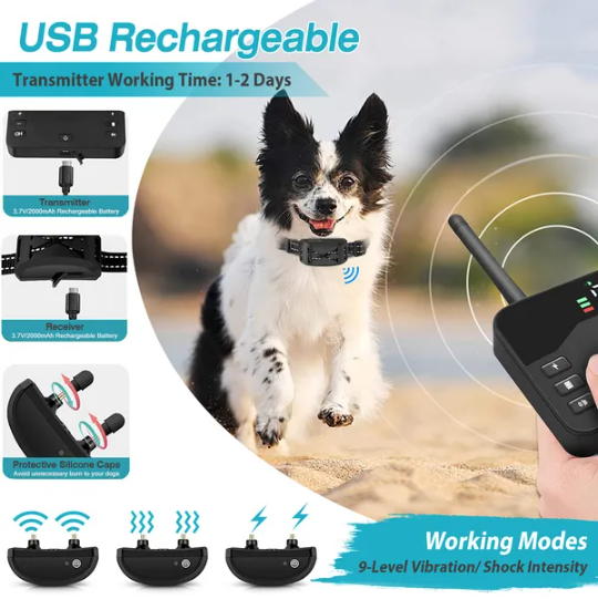 2 In 1 Wireless Electric Dog Fence Waterproof Pet Shock Boundary Containment System Electric Training Collar For Small - view 4