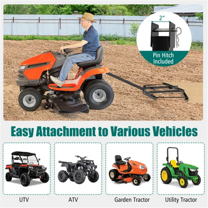 74" Heavy-Duty Drag Harrow With 80 Lbs Load Capacity, Tow-Behind Leveling Tool For Driveway, Garden & Farm - view 5