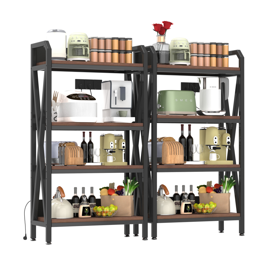56.30'' Bakers Rack 4-Level Storage Shelves Metal And Wooden Kitchen Shelves, Kitchen Organizers And Storage - view 3