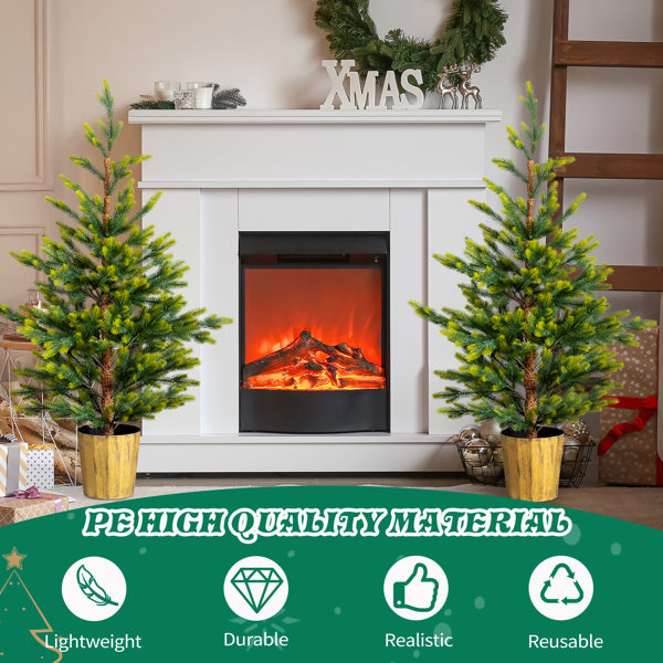 2 Pack 4 FT Dual Tone Artificial Christmas Tree With Pot Stand, Potted Xmas Pine Tree With 119 Branch Tips For Holiday - view 5