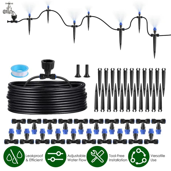 75FT Mist Drip Irrigation System With Adjustable Misting Nozzle Quick Connect Automatic Garden Watering System - view 5