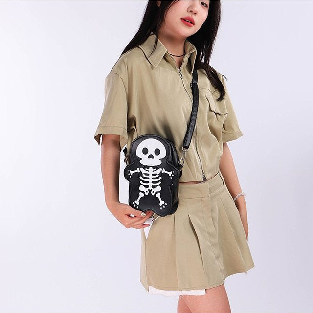 Halloween Skull Shoulder Bag Y2K Fashion Funny Cute Messenger Crossbody Bags Women Small Phone Bag - view 5