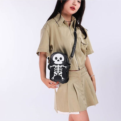 Halloween Skull Shoulder Bag Y2K Fashion Funny Cute Messenger Crossbody Bags Women Small Phone Bag - view 5