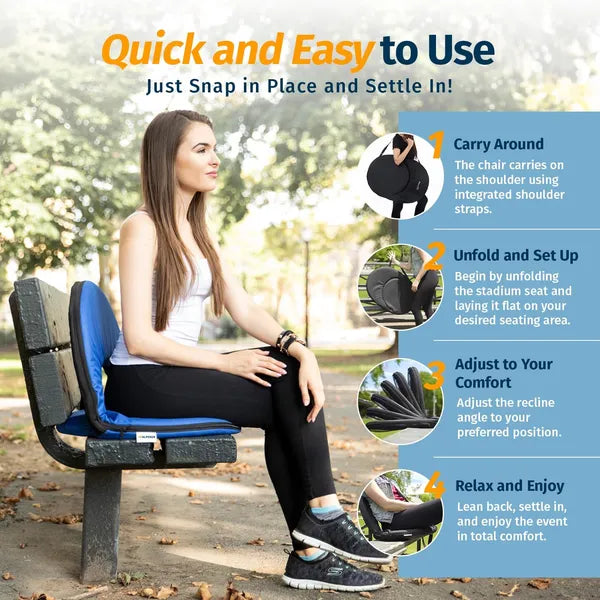 Alpcour Reclining Stadium Seat - Waterproof, 6-Position Comfort For Outdoor Use - view 2