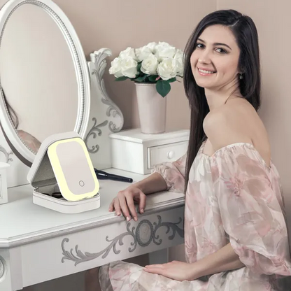 Portable Travel Makeup Bag With LED Mirror Rechargeable Beauty Mirror With 3 Color - view 4