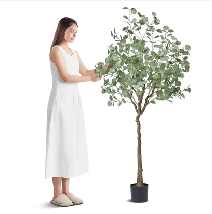 Artificial Eucalyptus Tree, 6 FT Tall Faux Plant, Secure PE Material & Anti-Tip Tilt Protection Low-Maintenance Plant - view 6