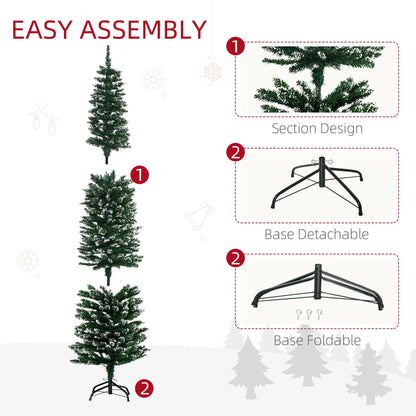 6FT Artificial Snow Dipped Christmas Tree Xmas Pencil Tree Holiday Home Indoor Decoration With Foldable Black Stand - view 5