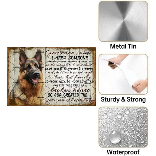Vintage Metal Tin Sign German Shepherd Pattern Wall Decor For Home Living Room Man Cave - view 2