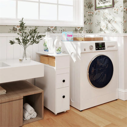 Slim White Bathroom Storage Cabinet (20" x7.5" x28.5") - Fits Tight Spaces (Tub-Toilet Gap) - view 6