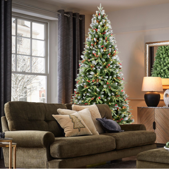 Artificial 5ft Green LED-lit Christmas Tree With 1113PE PVC Mixed Branch Tips,Red Fruit And Pine Cone - view 2