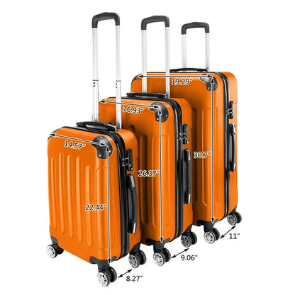 3-in-1 Portable ABS Trolley Case 20inch 24inch 28inch Orange - view 4