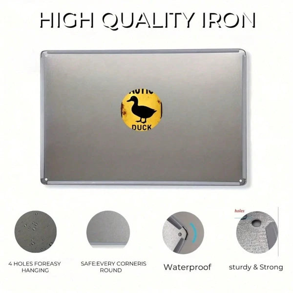 Vintage | Caution Duck Silhouette Metal Warning Sign 8x12 Inch 2D Flat Iron Wall Decor Yellow Retro Art Pre-Drilled - view 4