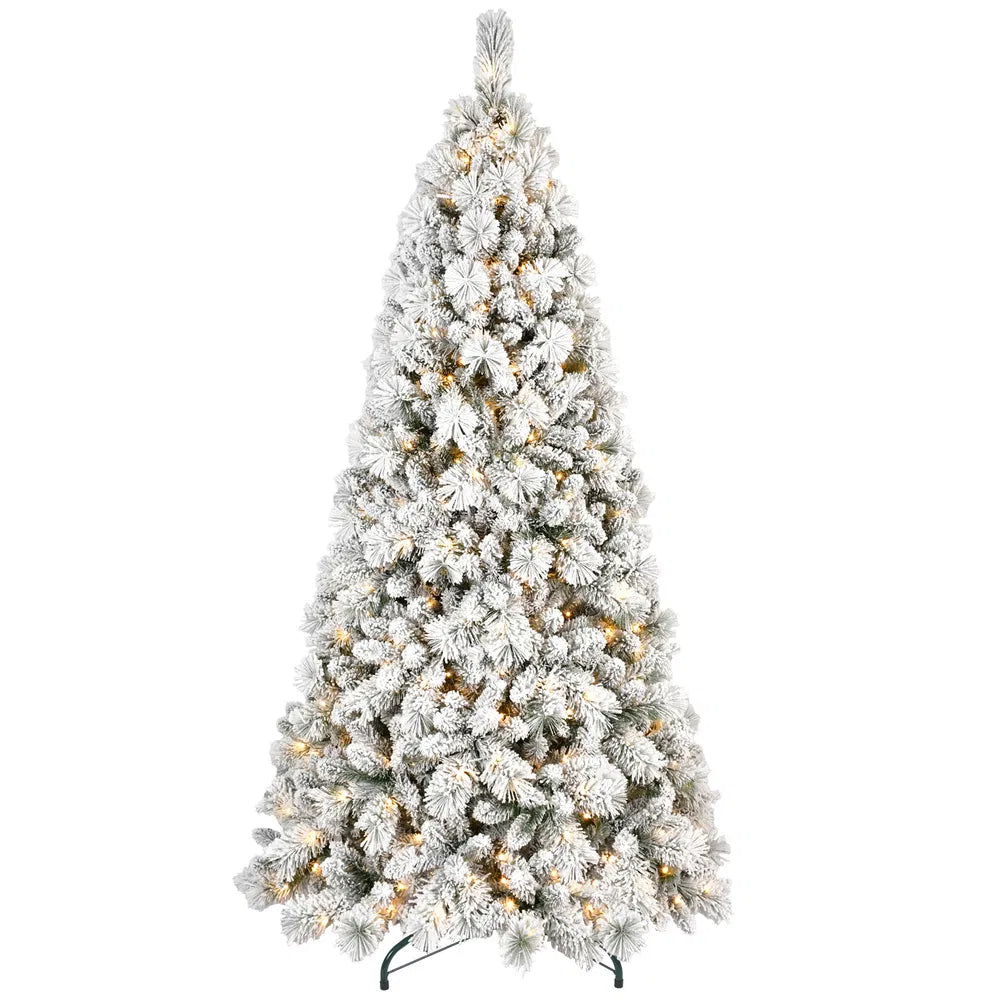 Artificial 7ft Flock LED-lit Christmas Tree With 1060PVC&Hard Needle Mixed Branch Tips - view 2