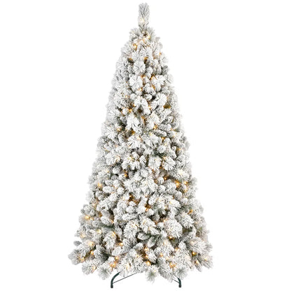 Artificial 7ft Flock LED-lit Christmas Tree With 1060PVC&Hard Needle Mixed Branch Tips - view 2