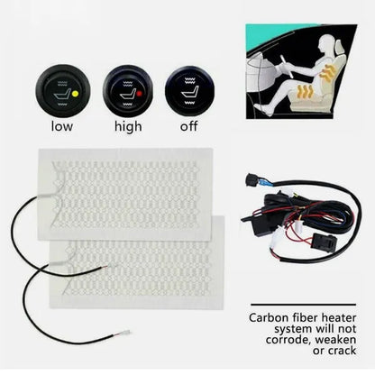 2 Sets Carbon Fiber Car Seat Heating Pads, Universal Heater Mats Retrofit Kit For Cars, Trucks, 12V - view 2