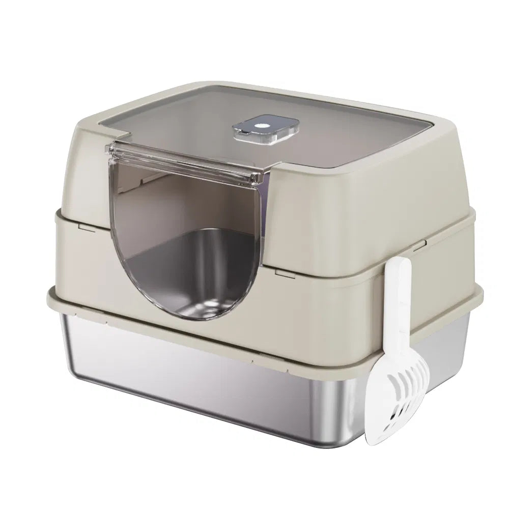 Fully Enclosed Stainless Steel Cat Litter Box White - 2025 Top Pick, Odor Lock, No Litter Scatter, Easy Clean - view 4