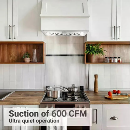 30 Inch Insert Range Hood 600 CFM; Built-in Stainless Steel Range Hoods With Right Button Controls And Back LED Lights - view 5