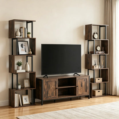 5-Tier S-Shaped Bookshelf, Modern Geometric Freestanding Display Shelf with Heavy-Duty Metal Frame - view 6