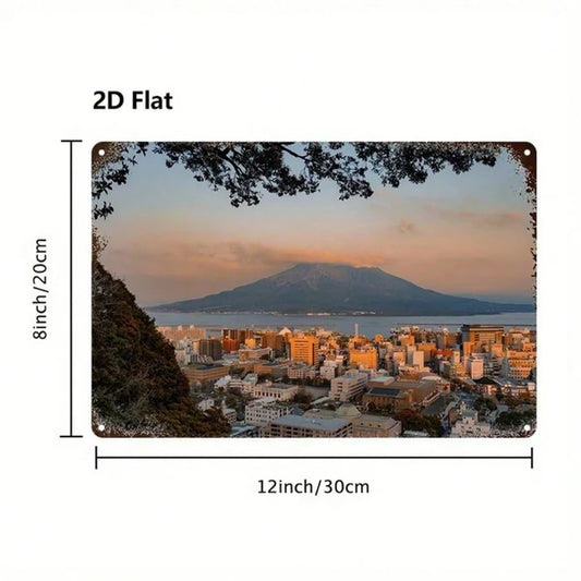 Vintage Kagoshima Sunset Japan Metal Sign 8x12 Inch, 2D Flat Single Piece Wall Decor For Home Farm Kitchen Cafe Bar - view 2