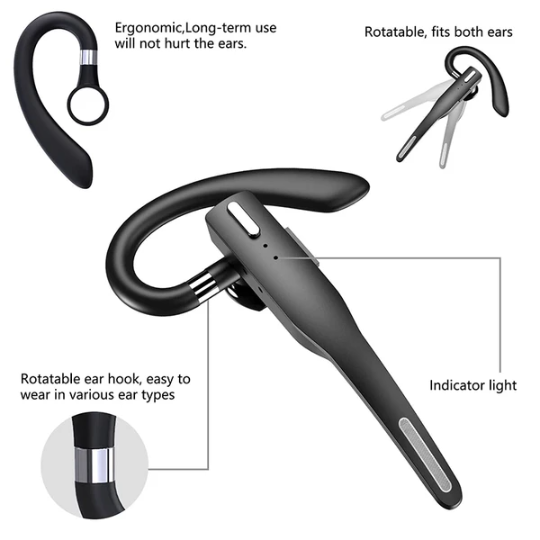 Trucker Wireless Headset Bluetooth 5.1 Earpiece Dual Mic Earbud Noise Cancelling - view 5