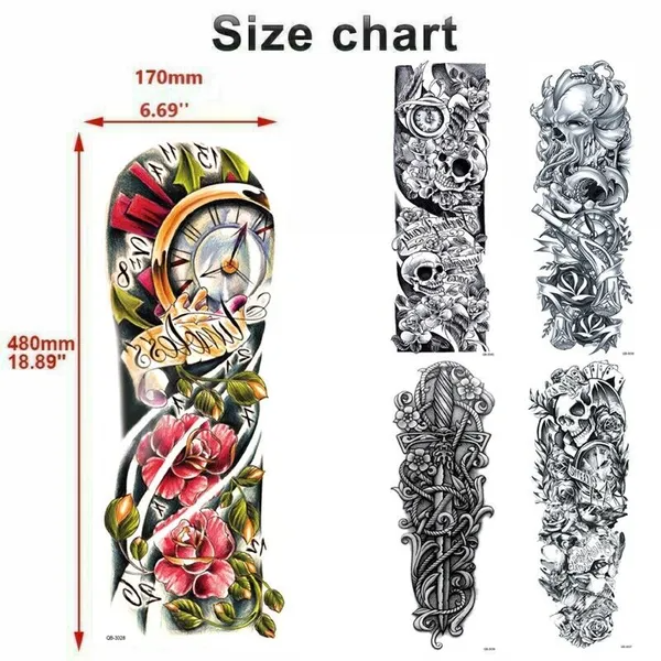 5Pcs Large Temporary Body Art Arm Tattoo Sticker Sleeve Man Women Waterproof USA - view 5