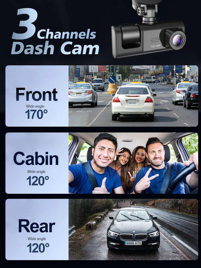 Car Dual Lens Dash Cam HD 1080P Front Rear Inside Video Recorder Camera G-Sensor - view 7
