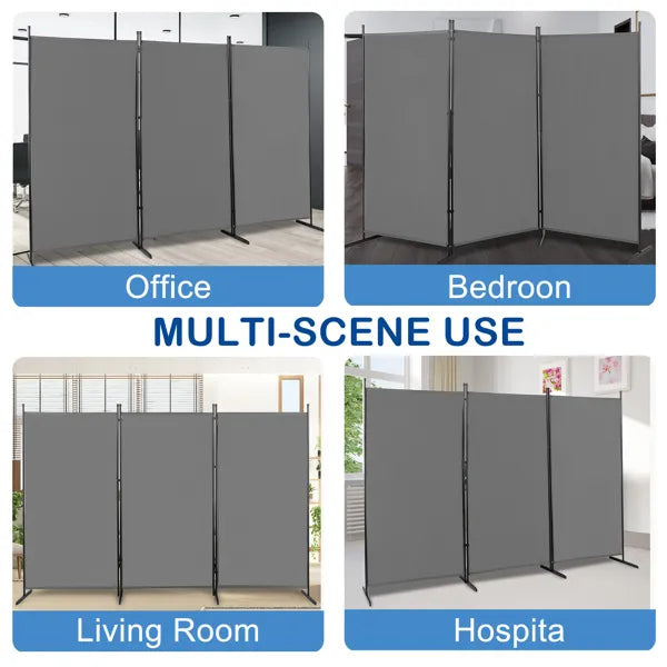 6FT Trifold 160g Polyester Cloth Plastic Foot Carbon Steel Frame Foldable Screen Gray - view 10