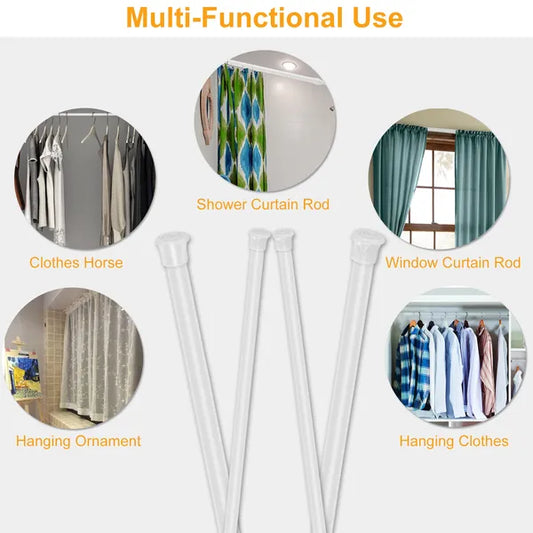 Tension Curtain Rod Spring Load Adjustable Curtain Pole Heavy-Duty Steel 4 Sizes For Bathroom Wardrobe Kitchen Balcony - view 2