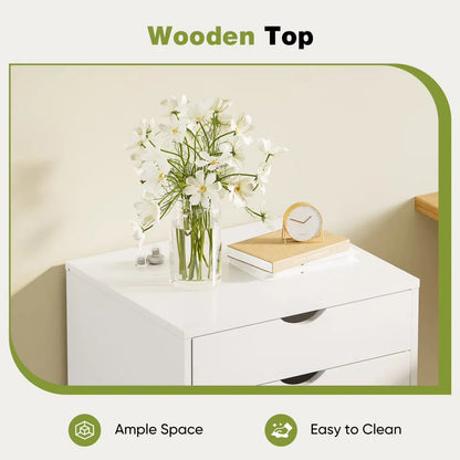 5 DrawerStorageCabinet with Wheels for Bedroom,Home, Office Organization, White - view 5