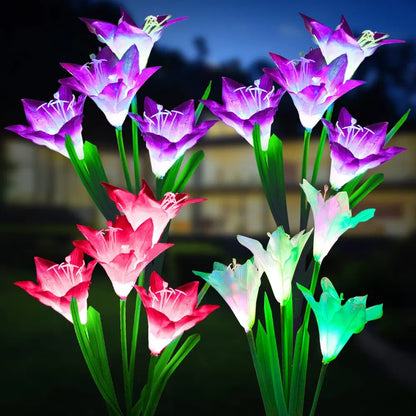 Outdoor Solar Lights, 4 Pack Solar Garden Light With Bigger Lily Flowers - view 4