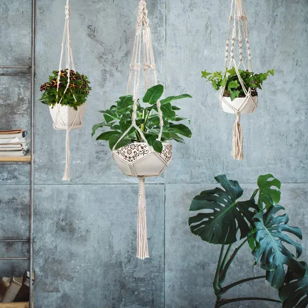 2Pcs Plant Hanger Flowerpot Net Bag 40in Cotton Rope Plant Hangers 4Legs Plant Hanger - view 5