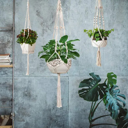2Pcs Plant Hanger Flowerpot Net Bag 40in Cotton Rope Plant Hangers 4Legs Plant Hanger - view 5