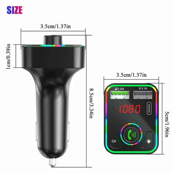 2 Pcs Wireless Car FM Transmitter Mini LED Screen MP3 Bluetooth 5.0 Fast PD Adapter - view 4