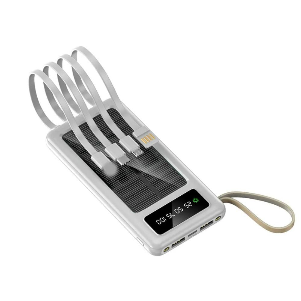 Power bank solar con cables integrados
