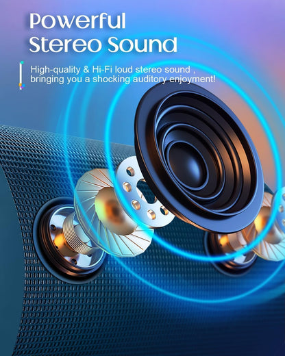 Bluetooth Speaker, Portable Wireless,, 15W HD Loud Sound With Cool Lights, IPX4 Waterproof, BT 5.3, TWS Pairing - view 5