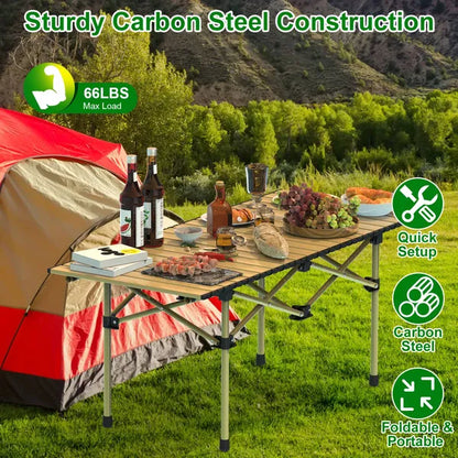 Folding Camping Table Portable Lightweight Carbon Steel Roll-up Picnic BBQ Desk With Carry Bag Heavy Duty For Outdoor - view 5