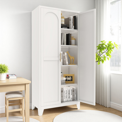 71'' 2 Shapely Doors Cabinet, Metal Storage Cabinet With Doors And Adjustable Shelves, For Bedroom, Living Room