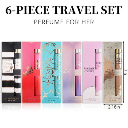6pcs Women's Eau De Parfum Travel Set - Long-Lasting, Refreshing Fragrance In 6 Unique Scents - Ideal For Daily Use