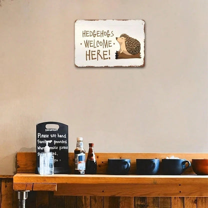 Hedgehog Welcome Sign, Animal Yard Decor, Weather Resistant Distressed Finish, Distressed Finish - view 2