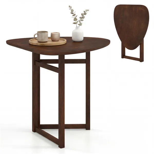 31.5" Small Folding Dining Table, Walnut Solid Wood Foldable Kitchen Table For 2 People