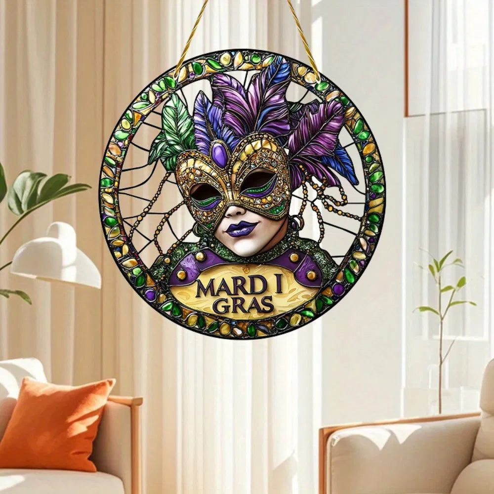 Colorful Suncatcher Hanging Decor Acrylic Mask Glass Effect Room Garden Porch Party Scene Decoration Gift - view 4