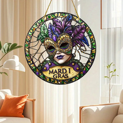 Colorful Suncatcher Hanging Decor Acrylic Mask Glass Effect Room Garden Porch Party Scene Decoration Gift - view 4