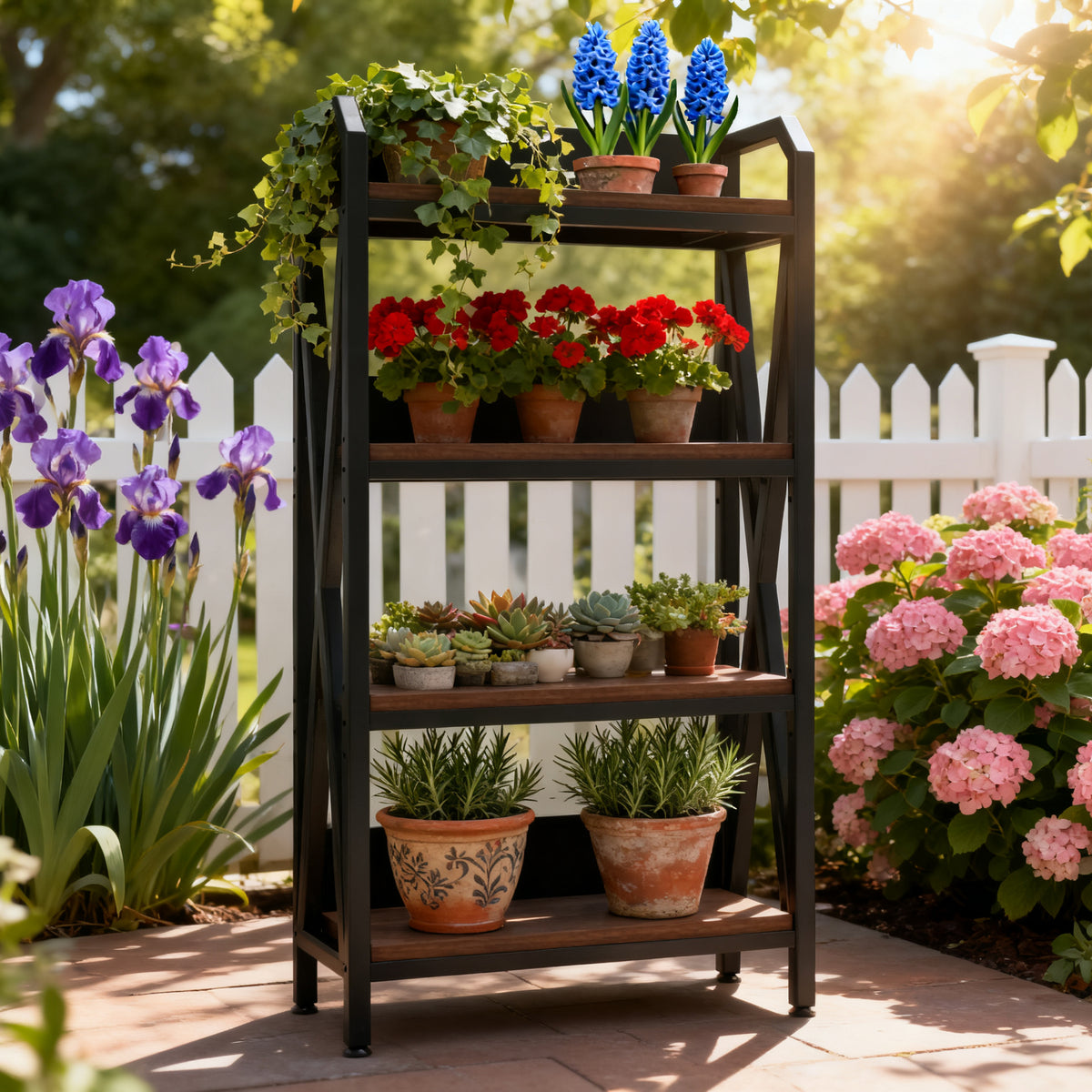 56.30'' Bakers Rack 4-Level Storage Shelves Metal And Wooden Kitchen Shelves, Kitchen Organizers And Storage - view 5