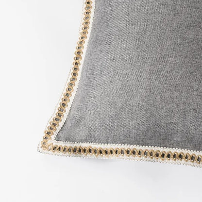 Set Of 2 Throw Pillow Covers Vintage Linen Trimmed Cushion Covers - view 4