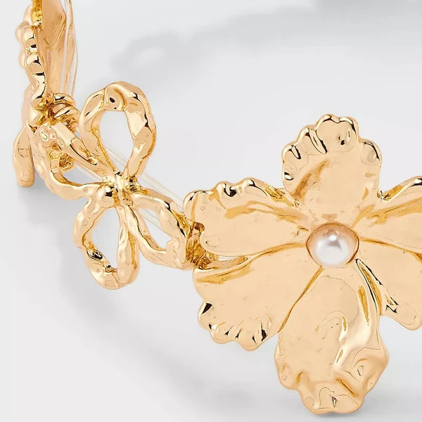 Stretch Flower Bracelet - Gold - view 3