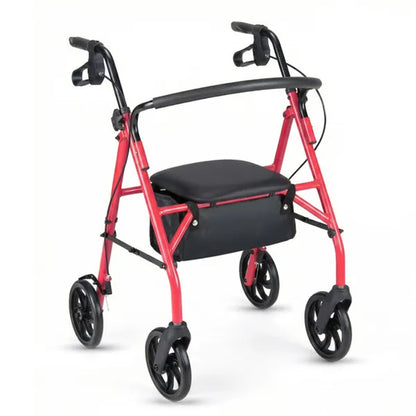 2-in-1 Rollator Walker With Seat (Red), 8-Inch Large Wheels & Versatile Braking System, Adjustable Height - view 5